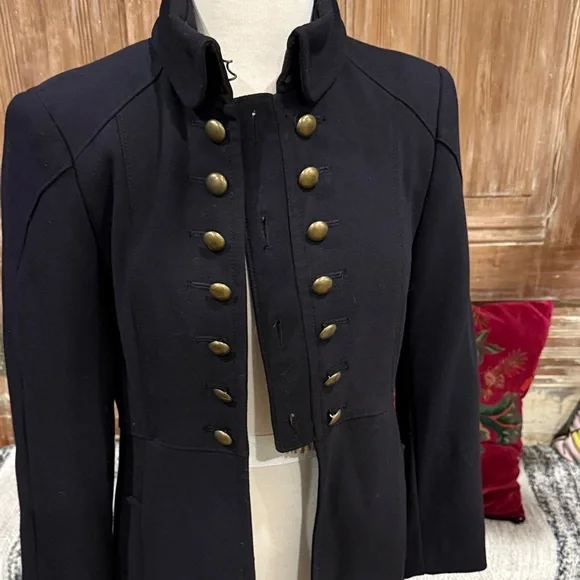 Zara Black Pea Coat with Gold Buttons - Picture 4 of 9